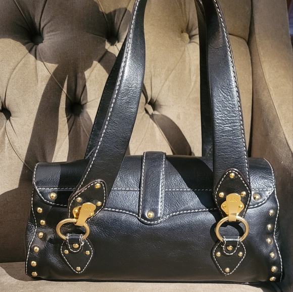 Michael Kors genuine leather studded satchel - Picture 3 of 7